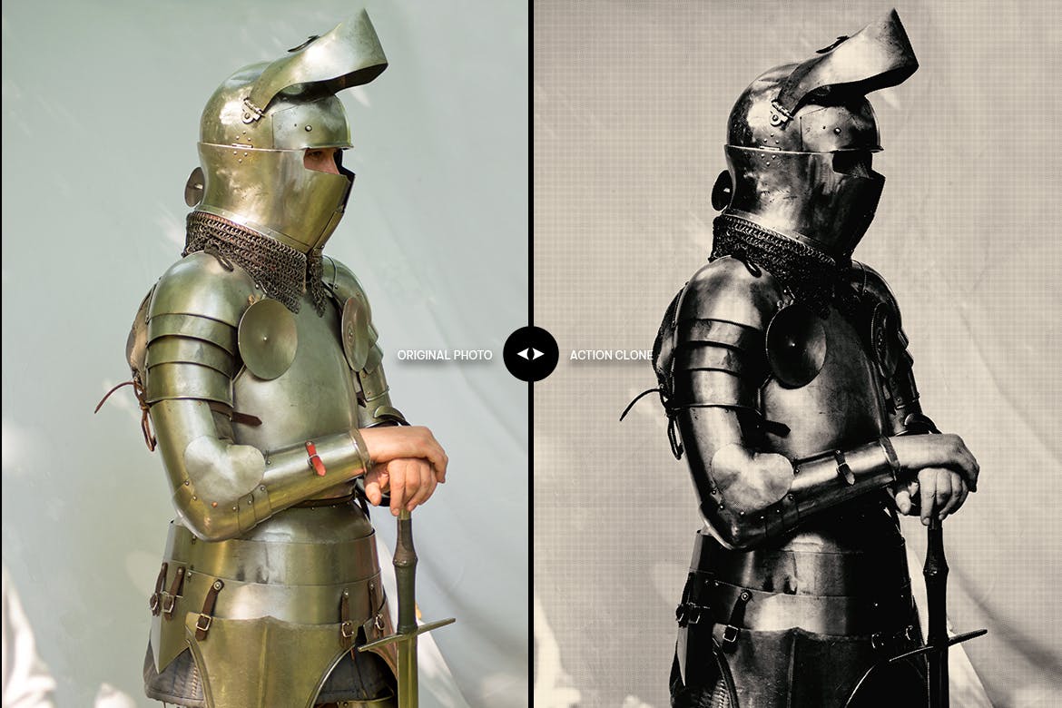 半色调皱褶纸效果照片处理PS动作 Halftone Crumpled Paper Photoshop Action 插件预设 sucaiwan.com