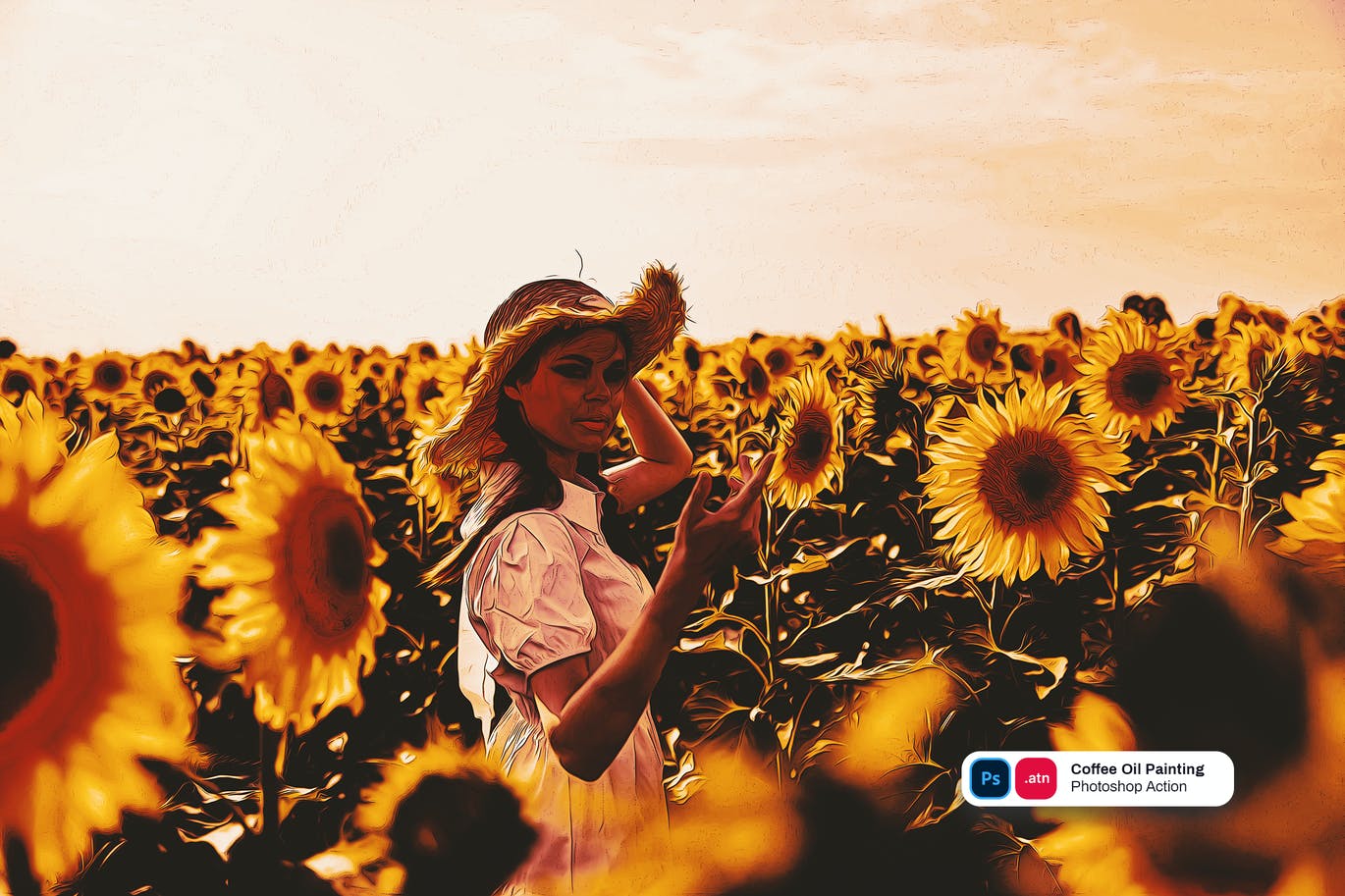 咖啡色油画效果照片处理PS动作 Coffee Oil Painting Photoshop Action 插件预设 sucaiwan.com