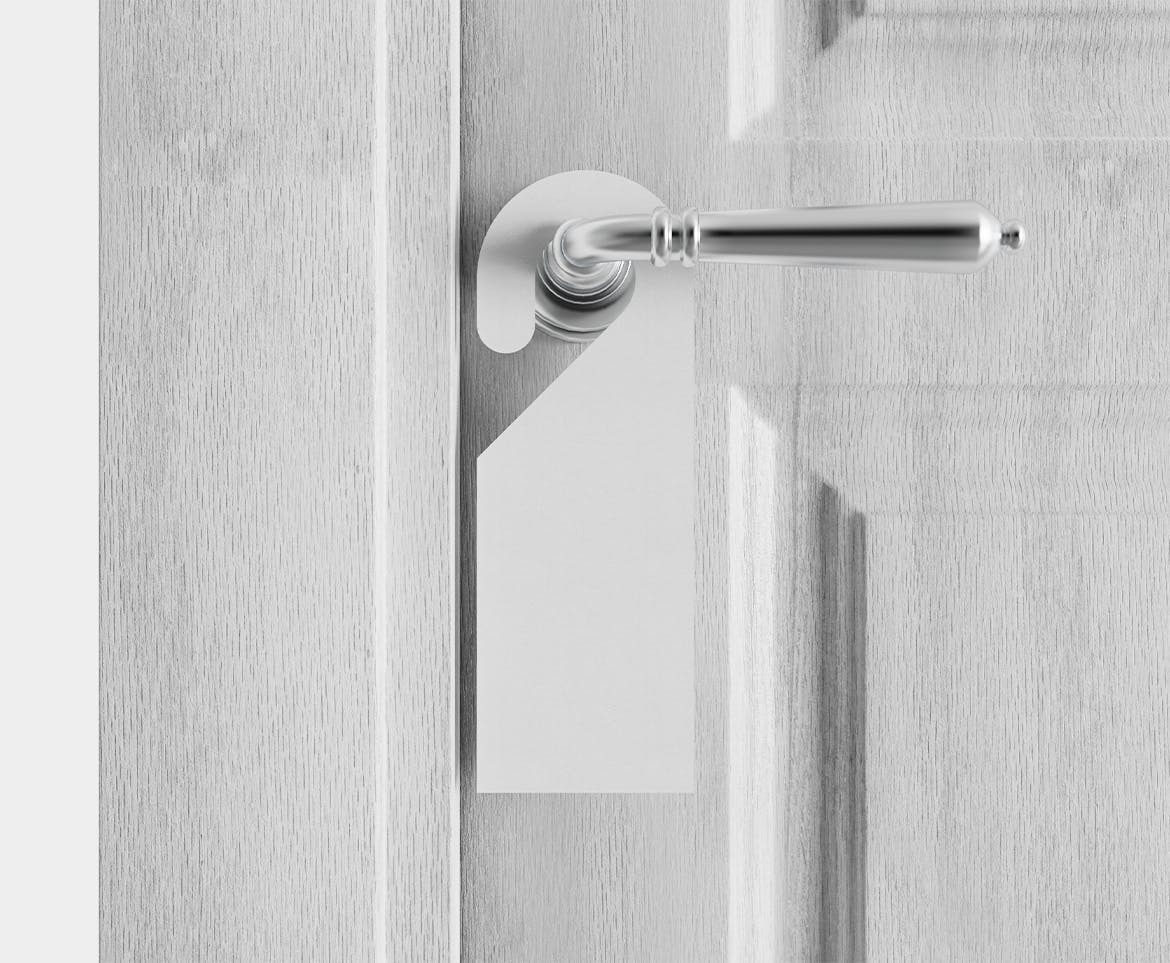 酒店门挂标签设计样机图psd模板 Hotel Door Hanger Mockup 样机素材 sucaiwan.com
