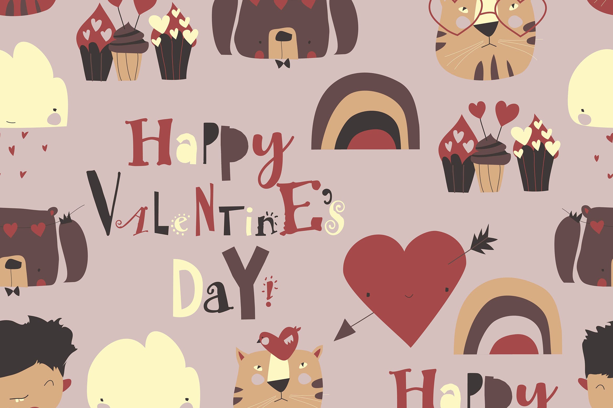 情人节元素矢量无缝图案素材 Vector Seamless pattern with Valentines Day elemen 图片素材 sucaiwan.com