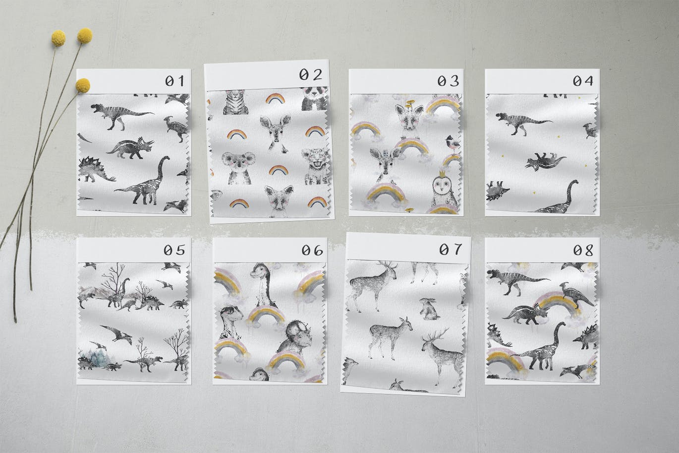 水彩动物儿童手绘图案 Watercolor kids patterns 图片素材 sucaiwan.com