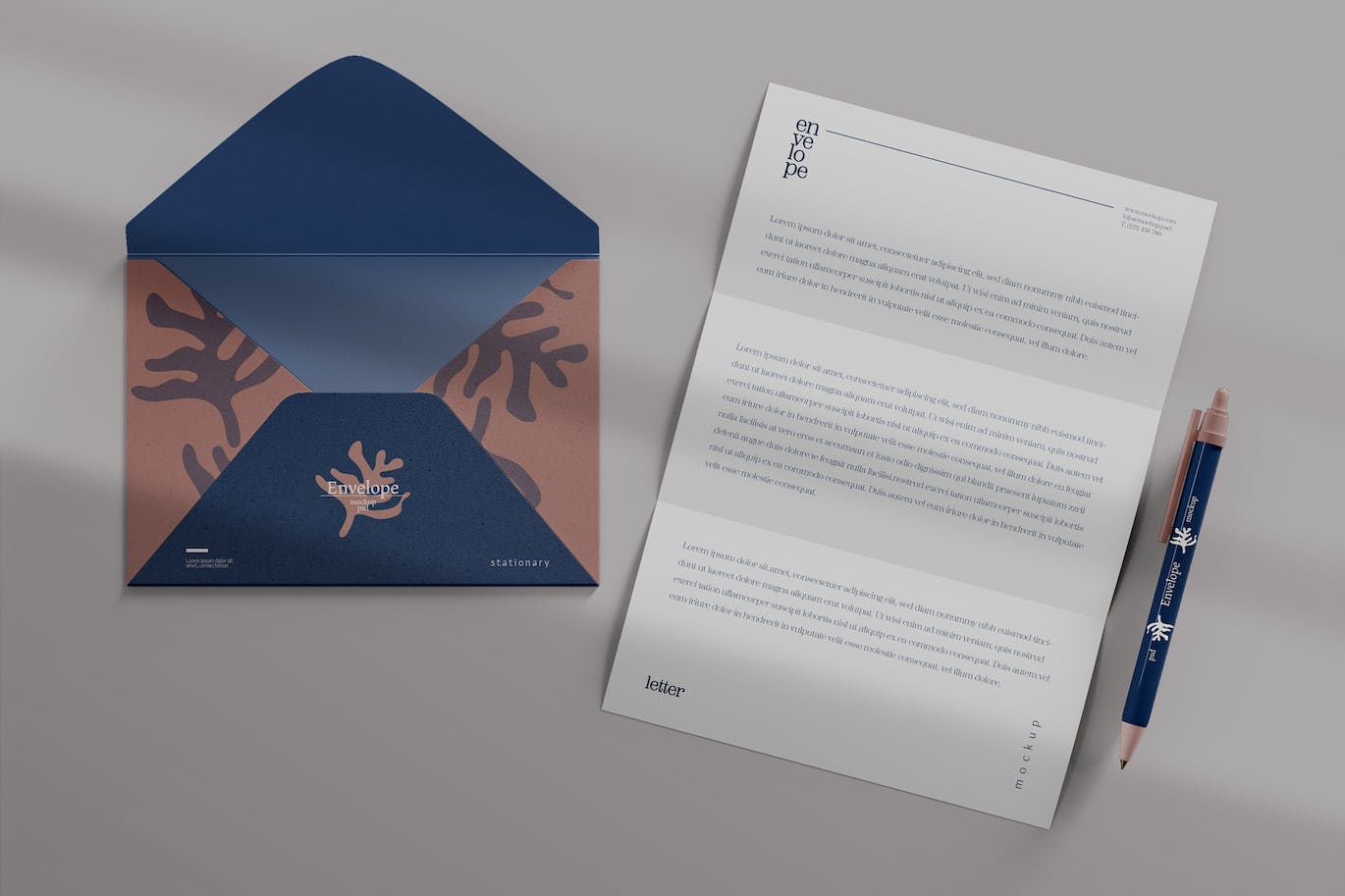 信封和信函设计展示样机图psd模板 Envelope and Letter Mockup 样机素材 sucaiwan.com