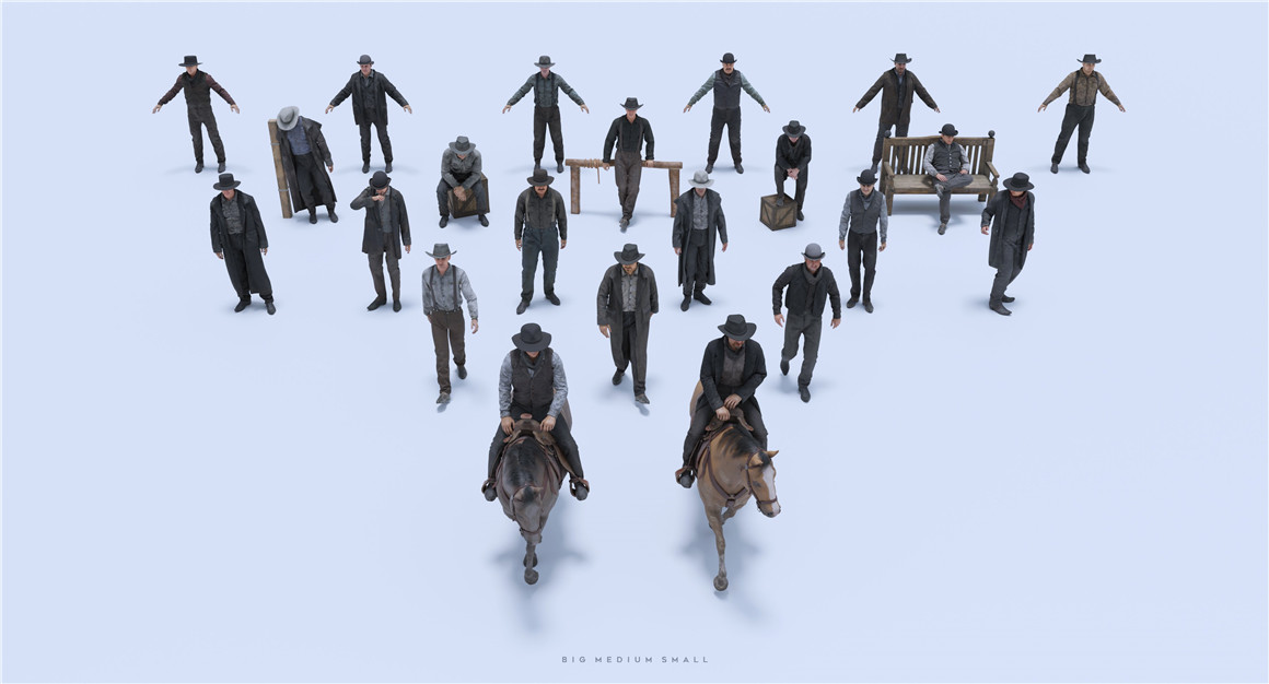 Blender模型：狂野西部牛仔人物马匹房屋建筑骑道具3D模型捆绑包 BuildingsBigMediumSmall - WildWest Collection Bundle 影视音频 sucaiwan.com