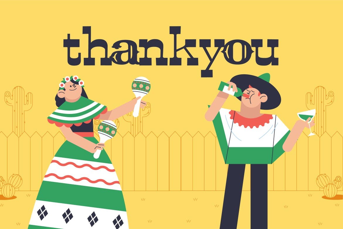 平面设计五月五日节人物矢量插画集 Pink Flat Design Cinco De Mayo Illustration Set 设计素材 sucaiwan.com