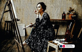 素描油漆画效果照片处理PS动作 Sketch Painter Photoshop Action