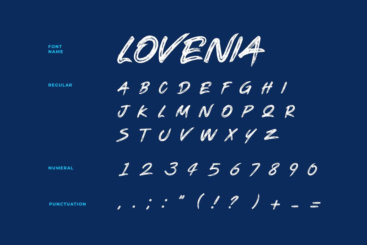 时尚品牌相关英文字母笔刷字体 Lovenia Brush Font 设计素材 sucaiwan.com