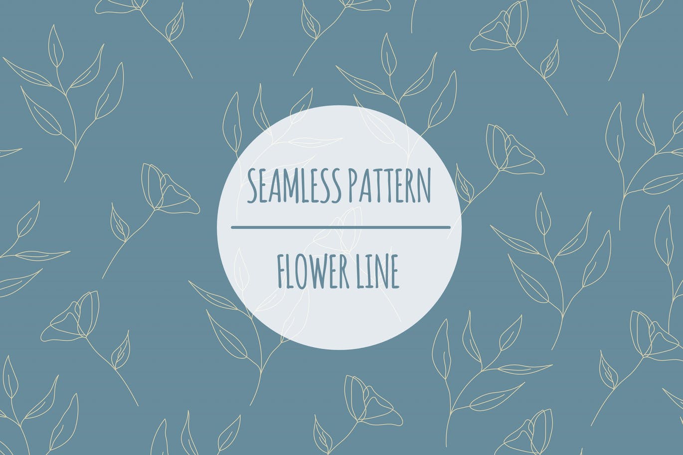 花卉线条无缝图案矢量素材 Flower Line – Seamless Pattern 图片素材 sucaiwan.com
