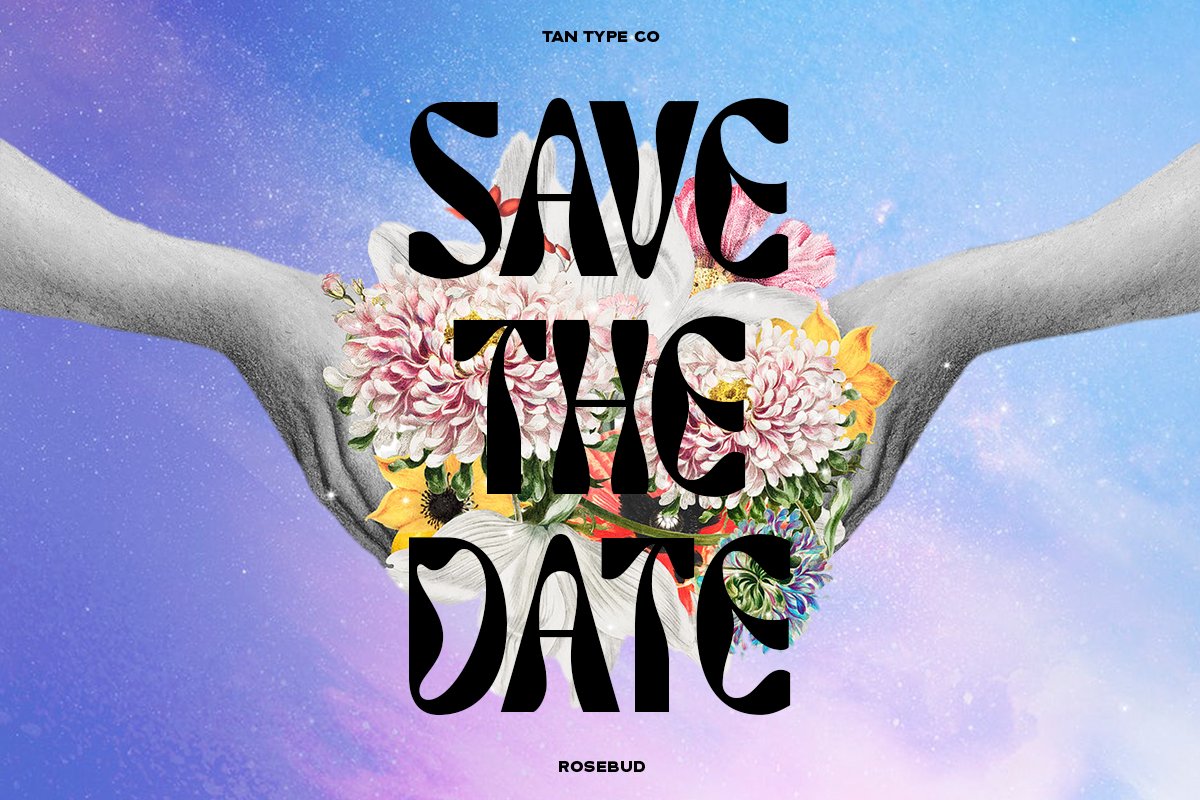 英文字体：90年代复古迷幻扭曲Y2K怪诞字母标题图标设计英文字体 TAN – ROSEBUD Font 设计素材 sucaiwan.com