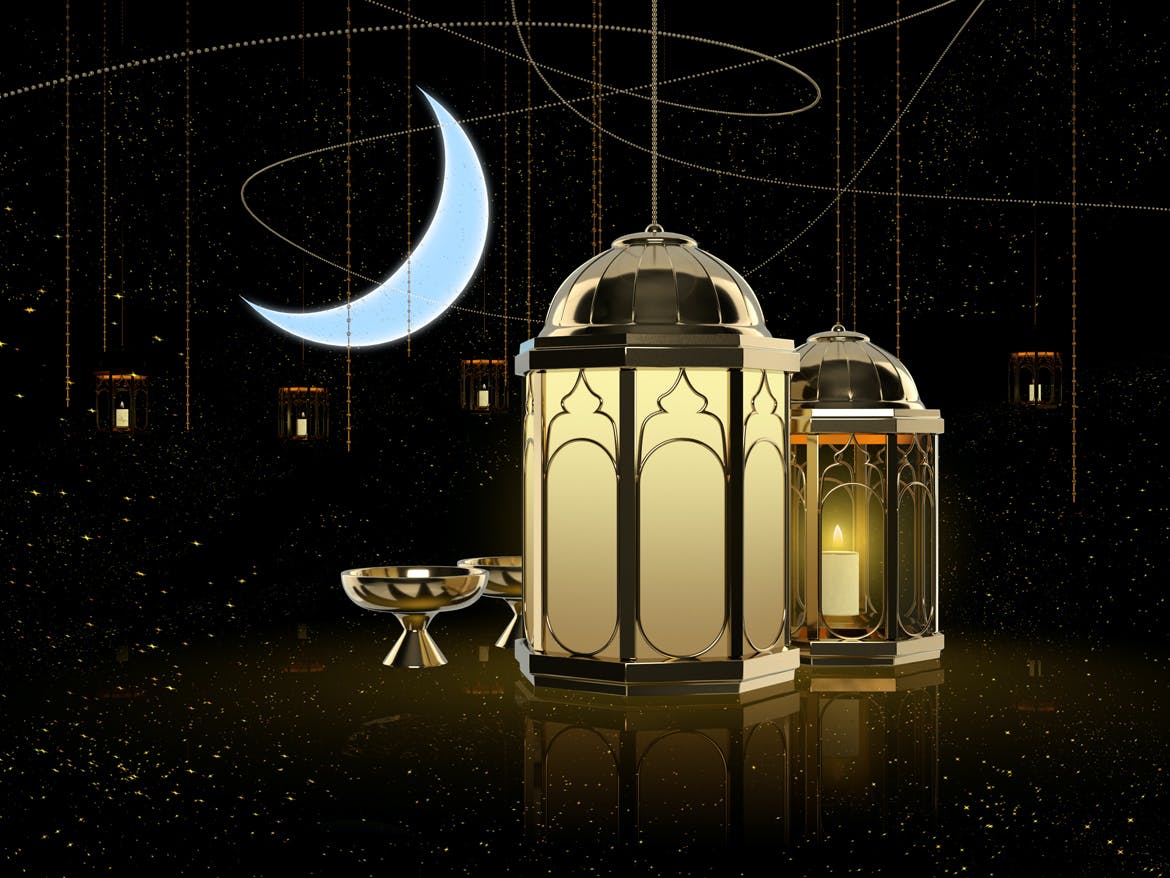 3D奢华装饰吊灯背景 Eastern Fanous Lantern 图片素材 sucaiwan.com