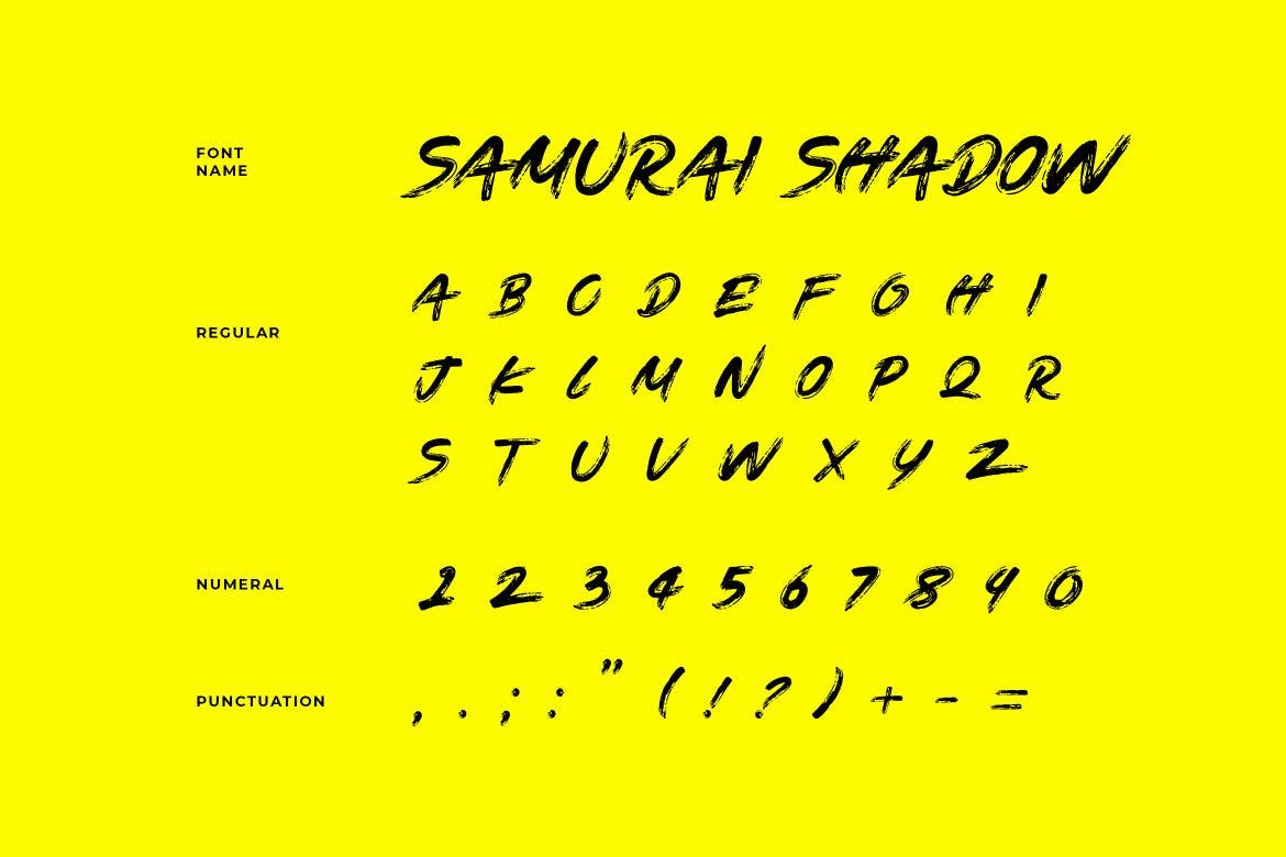 日式“武士”风阴影笔刷手写字体 Samurai Shadow Brush Handwritten Font 设计素材 sucaiwan.com