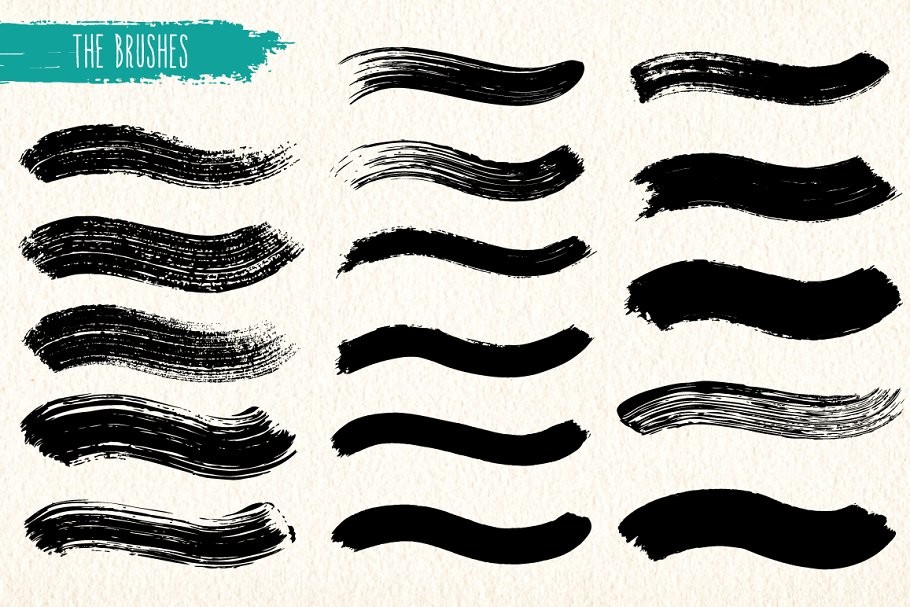 16个手绘干油墨纹理AI笔刷 笔刷资源 sucaiwan.com