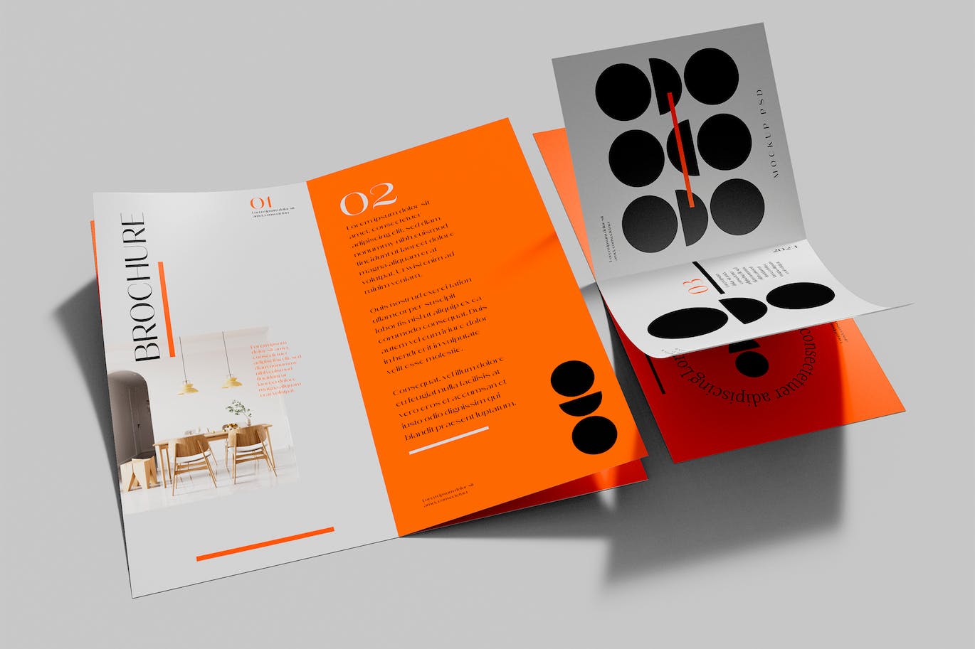 折页时尚杂志宣传册设计样机psd模板v4 Brochure Mockup 样机素材 sucaiwan.com