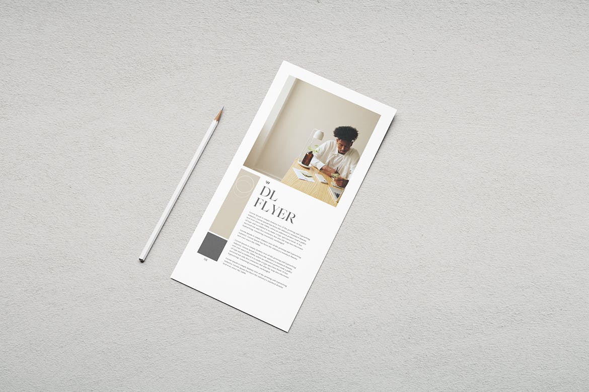 创意DL传单&名片样机设计模板 Dl Flyer With Business Card Mockup 样机素材 sucaiwan.com