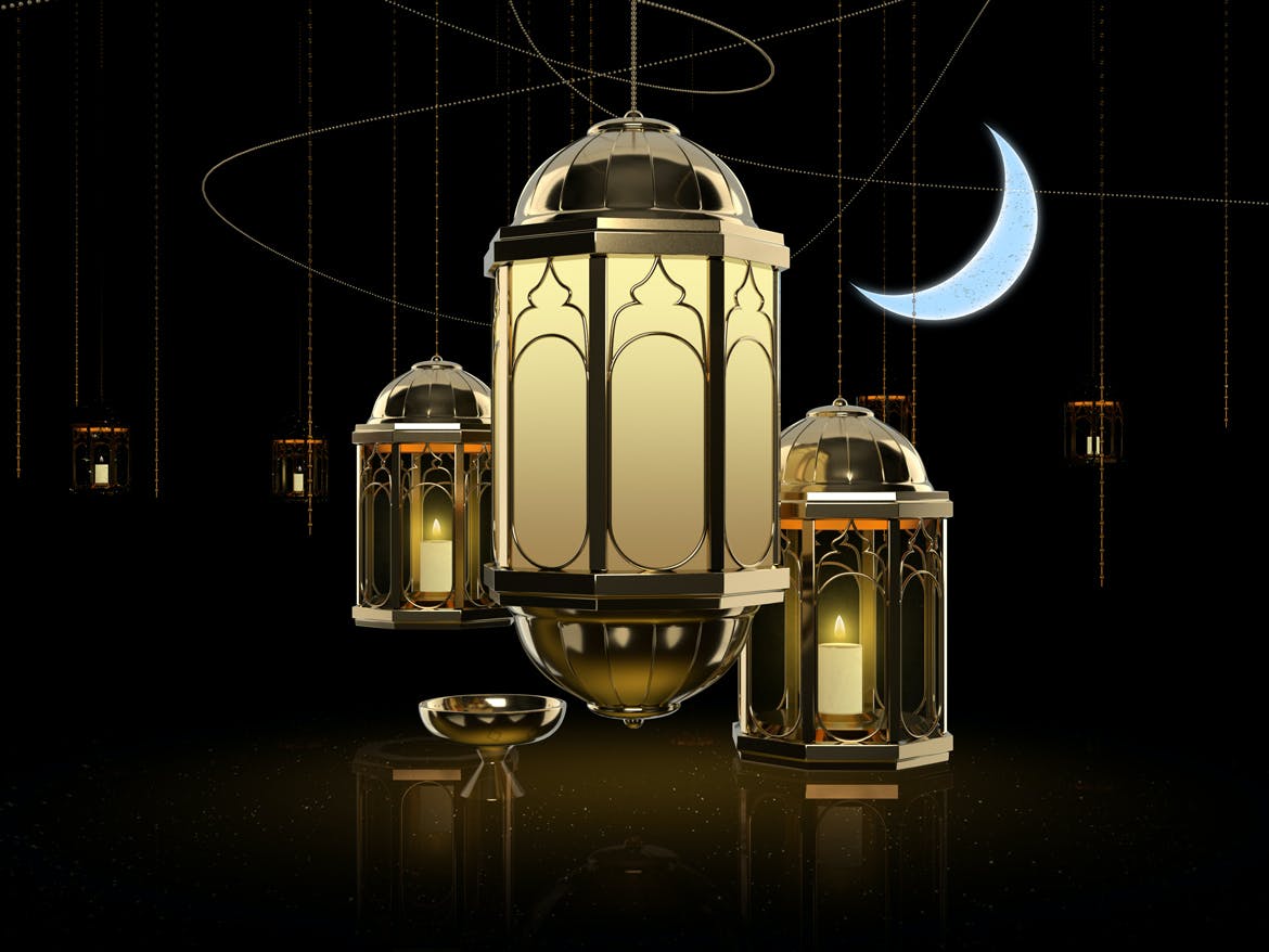 3D奢华装饰吊灯背景 Eastern Fanous Lantern 图片素材 sucaiwan.com