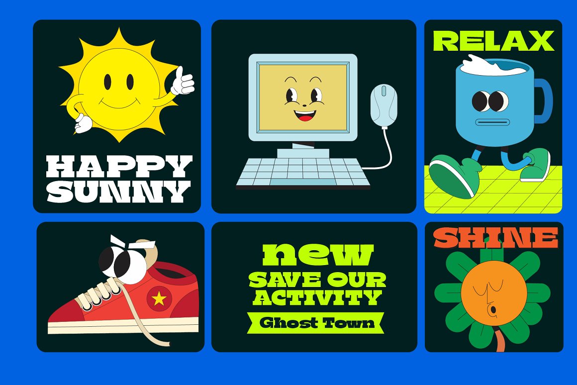 英文字体：复古新怪诞实验性趣味海报杂志排版设计英文字体 Boldie Slab Font Width 设计素材 sucaiwan.com