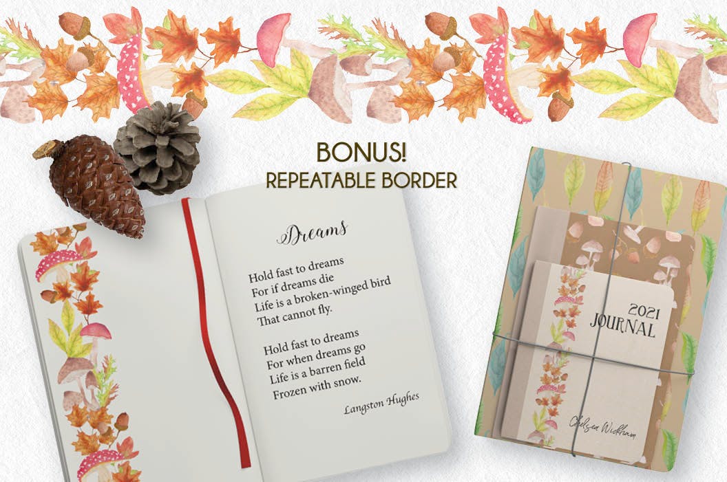 秋天色调水彩图案 Watercolor Patterns in Autumn Shades 图片素材 sucaiwan.com