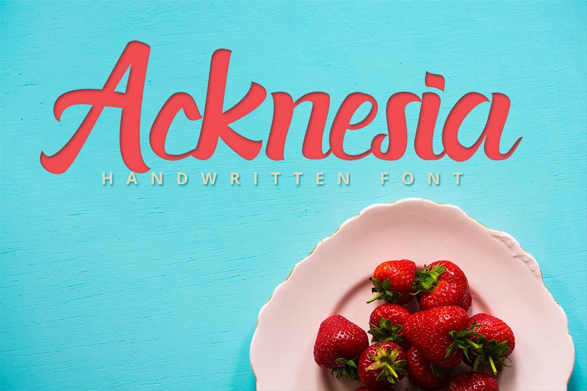 产品包装设计英文手写脚本字体 Acknesia – Food Hand Written Font 设计素材 sucaiwan.com