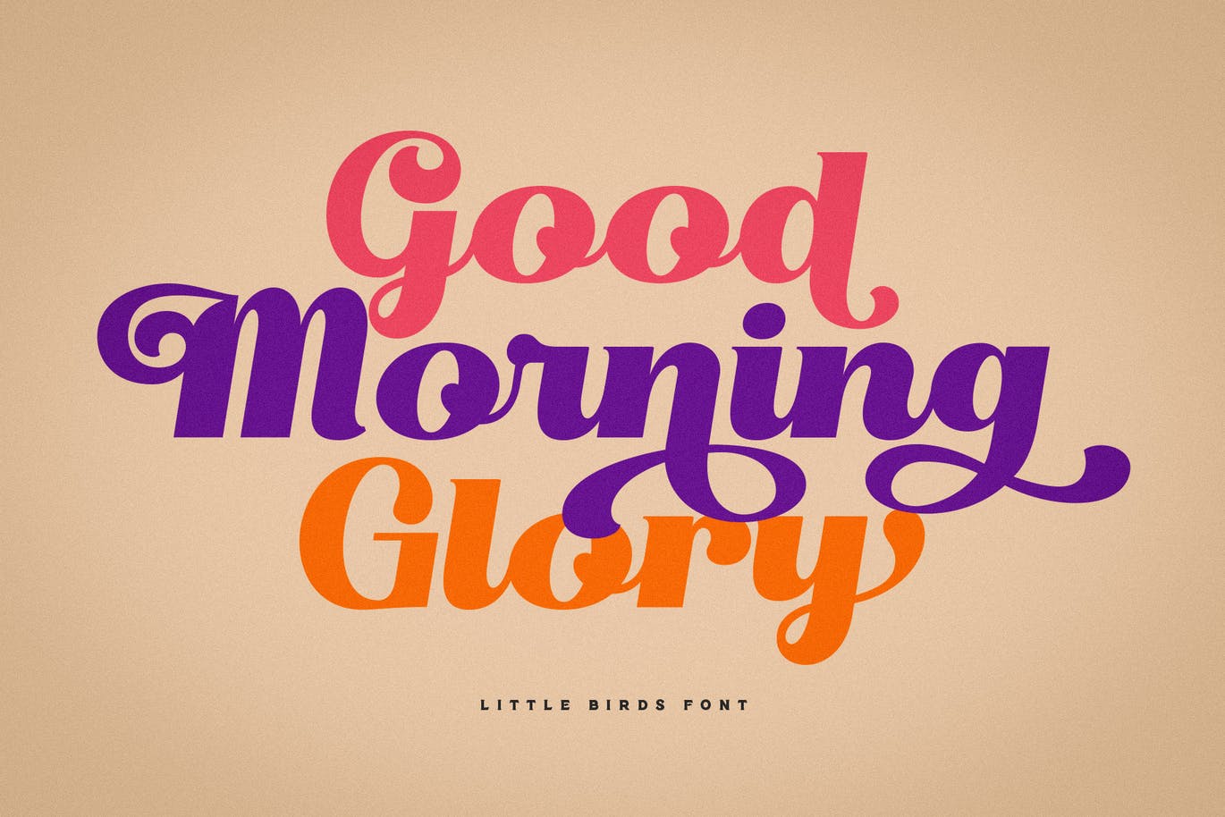 “仿鸟”线条复古风简洁英文字体脚本 Little Birds Script 设计素材 sucaiwan.com