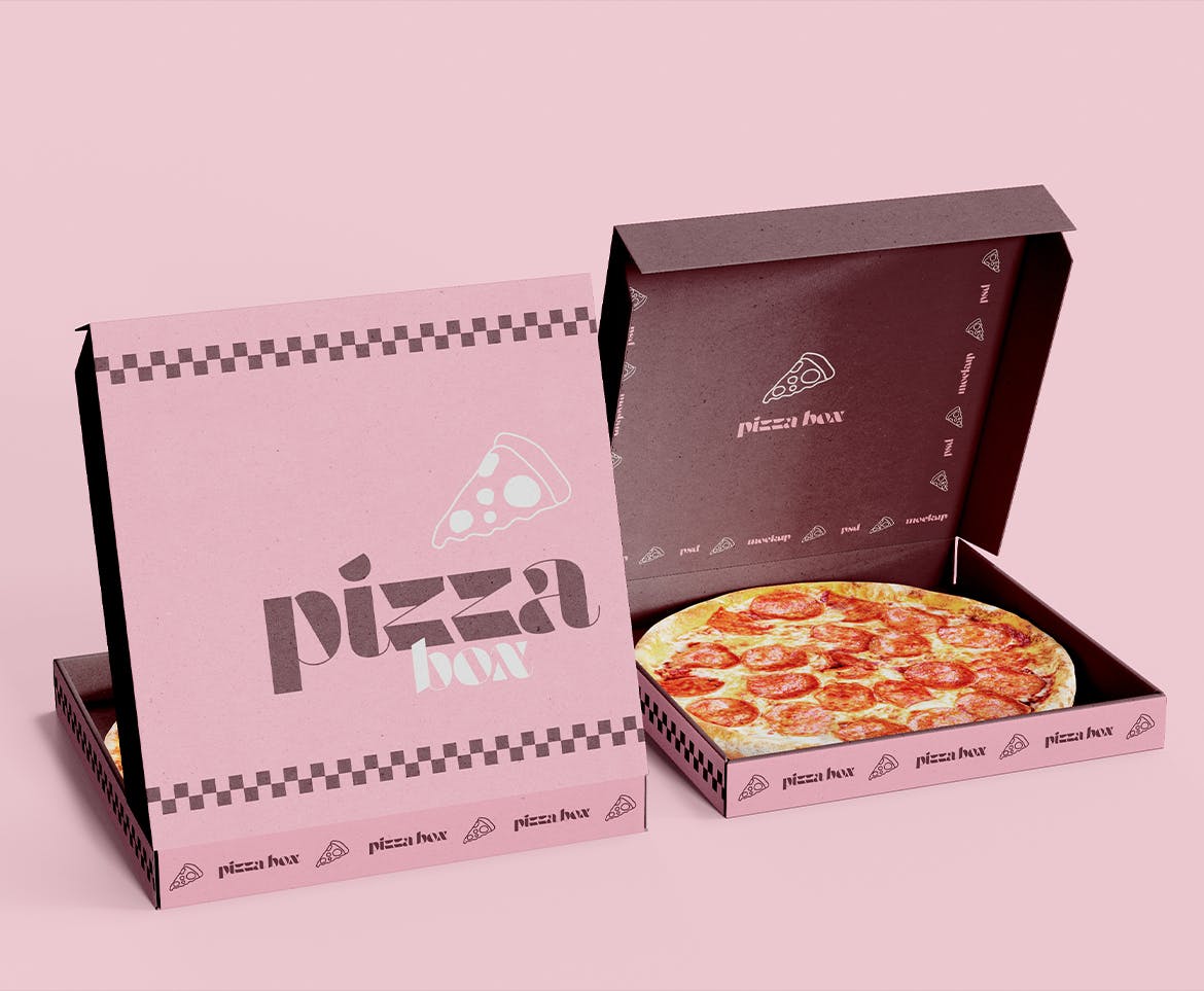 披萨盒外卖包装设计样机图 Pizza Box Mockup 样机素材 sucaiwan.com