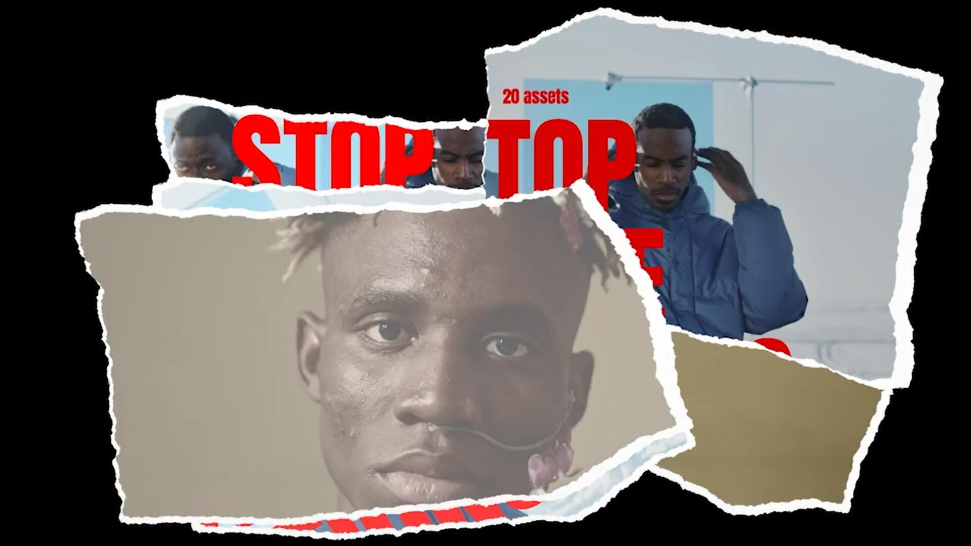 PR模板：20个嘻哈风格撕纸拼贴艺术静帧定格动画转场素材包 设计素材 sucaiwan.com