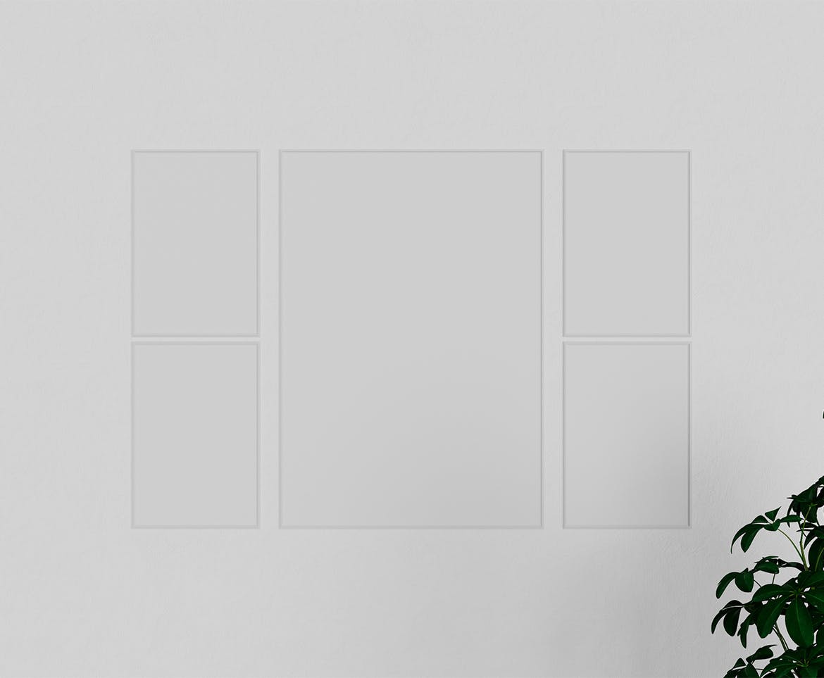 5个组合布局相框画框样机图psd模板 Frames Mockup 样机素材 sucaiwan.com