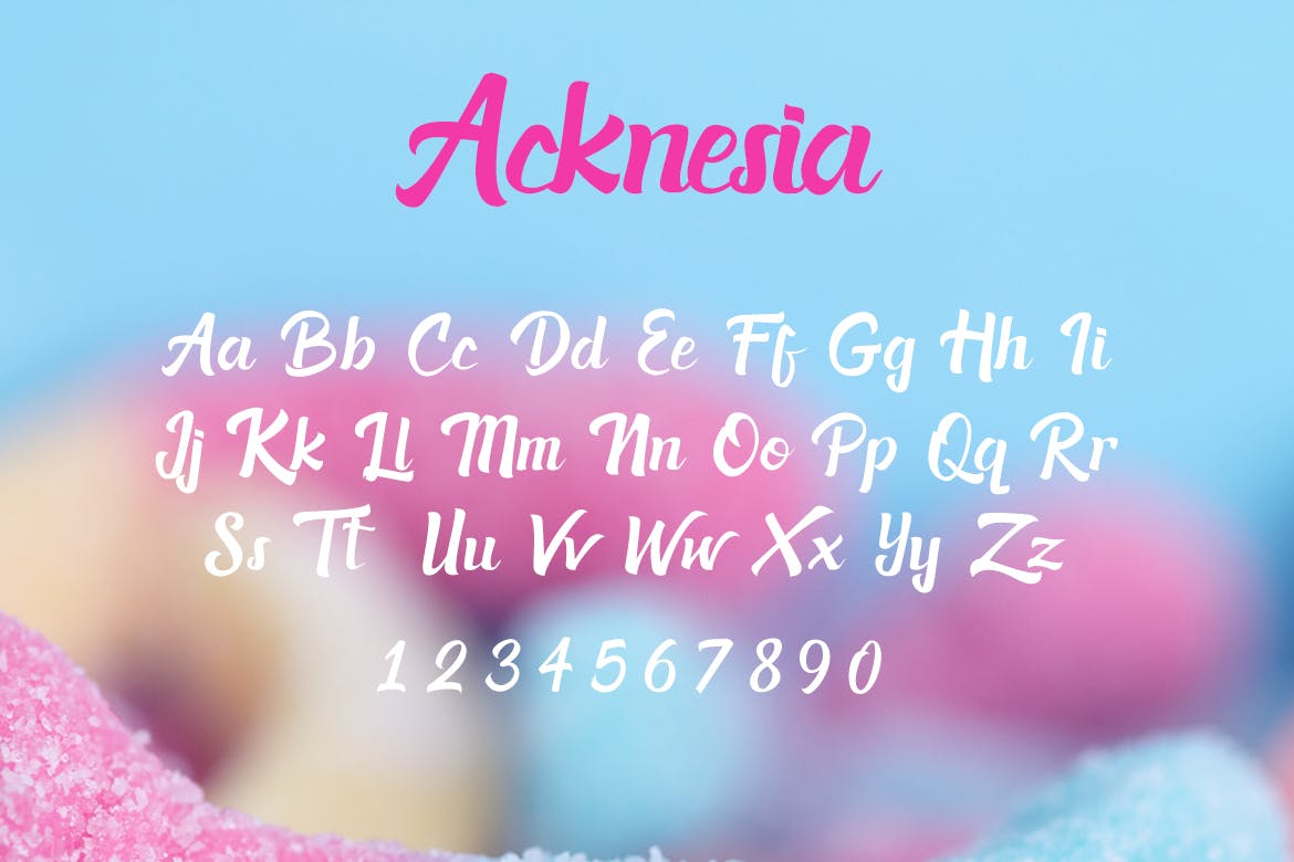 产品包装设计英文手写脚本字体 Acknesia – Food Hand Written Font 设计素材 sucaiwan.com