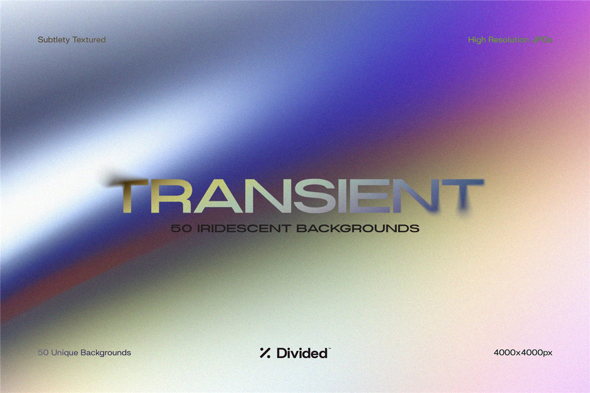 Divided 50个多彩霓虹全息瞬态渐变海报封面背景素材 Transient Iridescent Backgrounds . 第1张-素材湾丨精选海外优质设计素材资源 Divided 50个多彩霓虹全息瞬态渐变海报封面背景素材 Transient Iridescent Backgrounds . sucaiwan.com