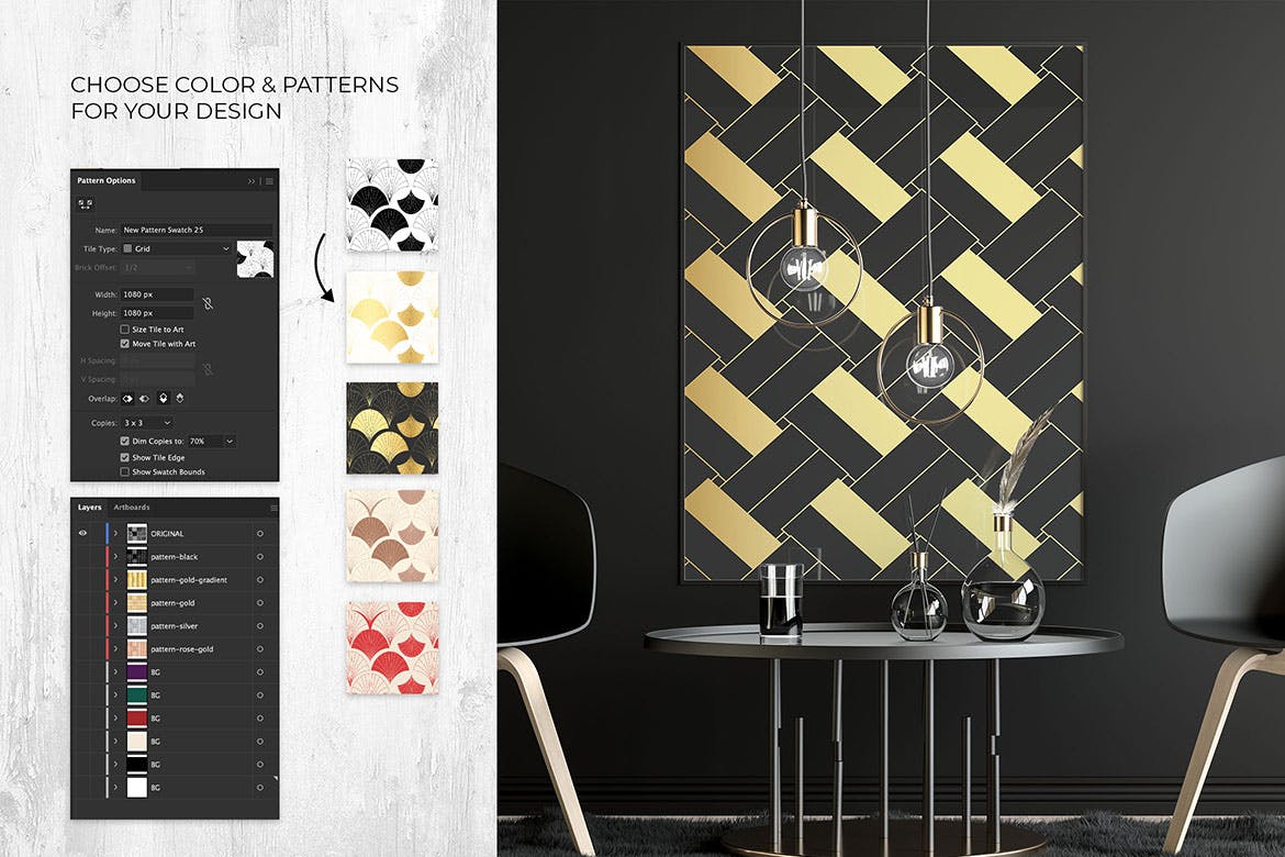 亚洲装饰：无缝装饰艺术图案系列 Asian Deco: Seamless Art Deco Patterns Collection 图片素材 sucaiwan.com