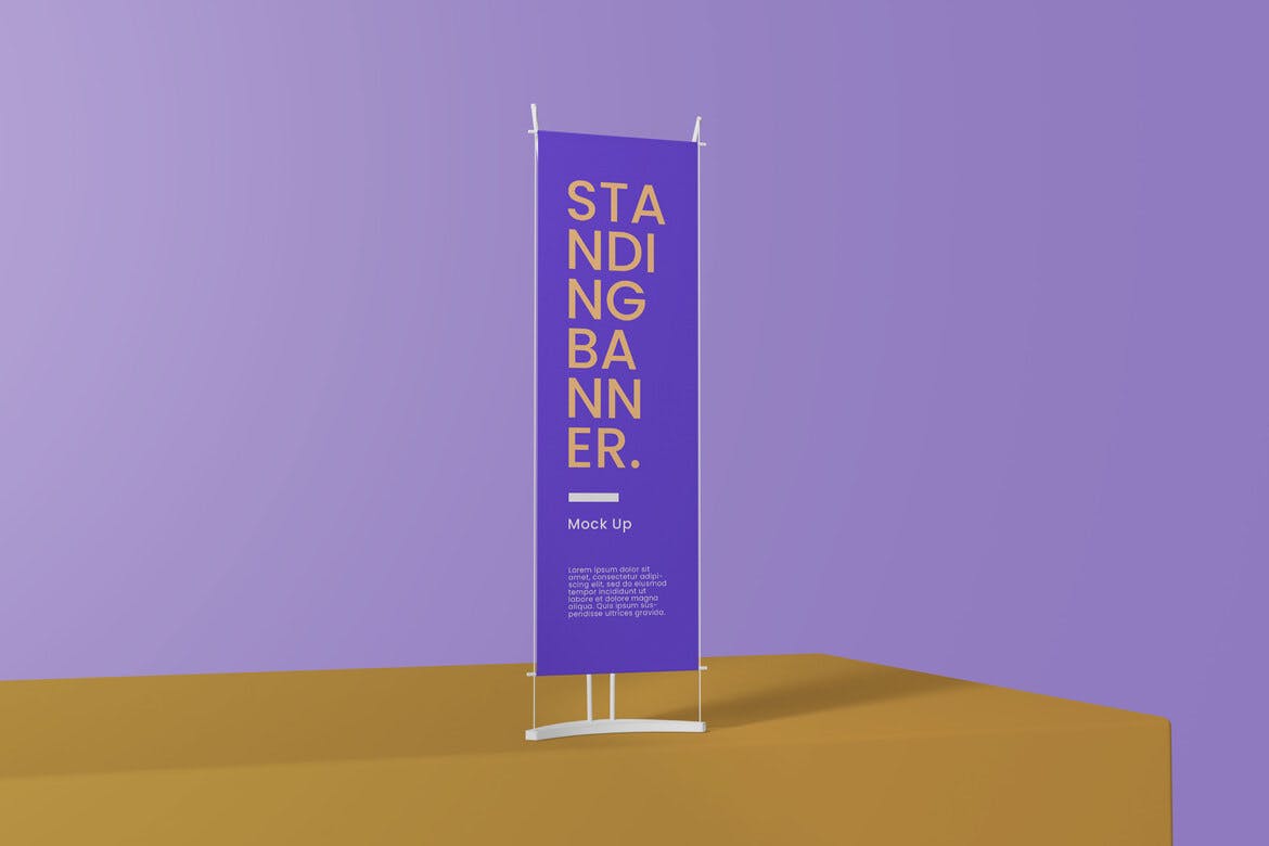 站立式长矩形广告Banner样机 standing banner mockup 样机素材 sucaiwan.com