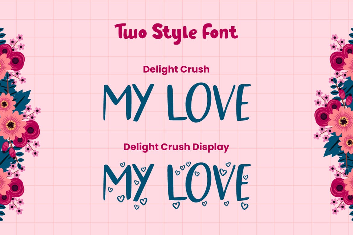 可爱手写英文大写装饰字体 Delight Crush – Display Font 设计素材 sucaiwan.com