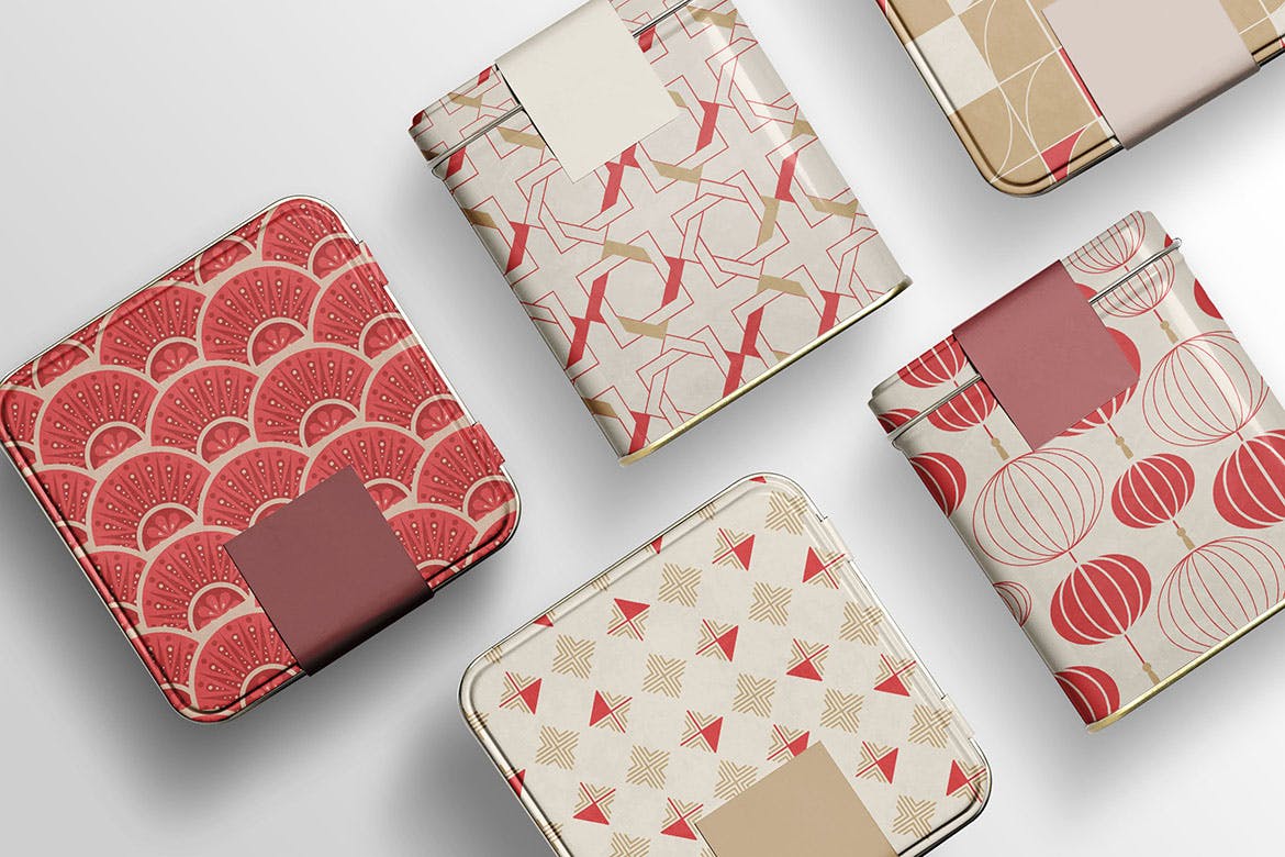 亚洲装饰：无缝装饰艺术图案系列 Asian Deco: Seamless Art Deco Patterns Collection 图片素材 sucaiwan.com