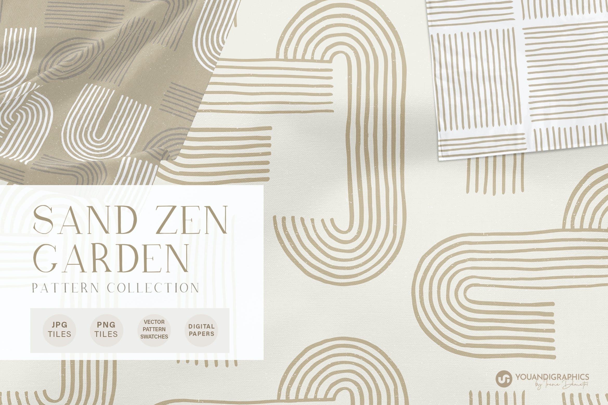 沙禅园几何形状无缝图案 Sand Zen Garden – Seamless Patterns 图片素材 sucaiwan.com