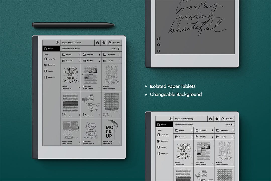 纸质平板电脑顶视图样机psd模板 Paper Tablet Mockup Top View 样机素材 sucaiwan.com