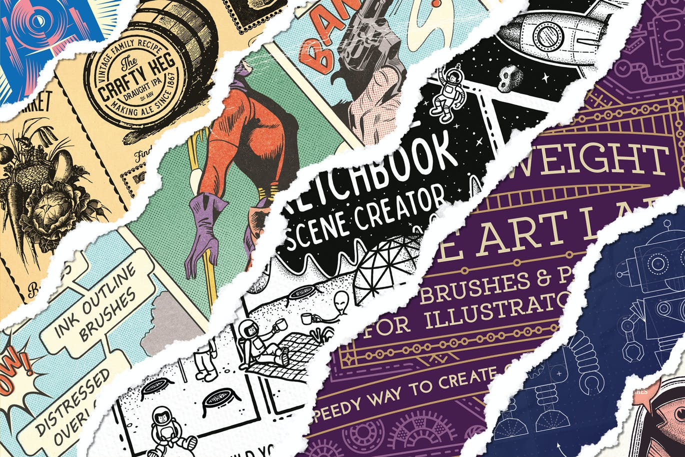 撕纸形状Procreate笔刷素材 RIP IT UP! – TORN EDGE PROCREATE BRUSHES 笔刷资源 sucaiwan.com