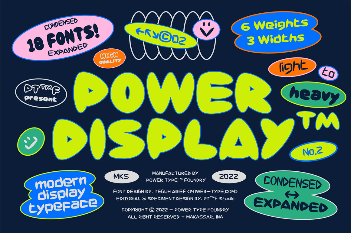 新潮流复古疯克文化爵士嘻哈俏皮英文装饰字体 Power Display Font Family 设计素材 sucaiwan.com