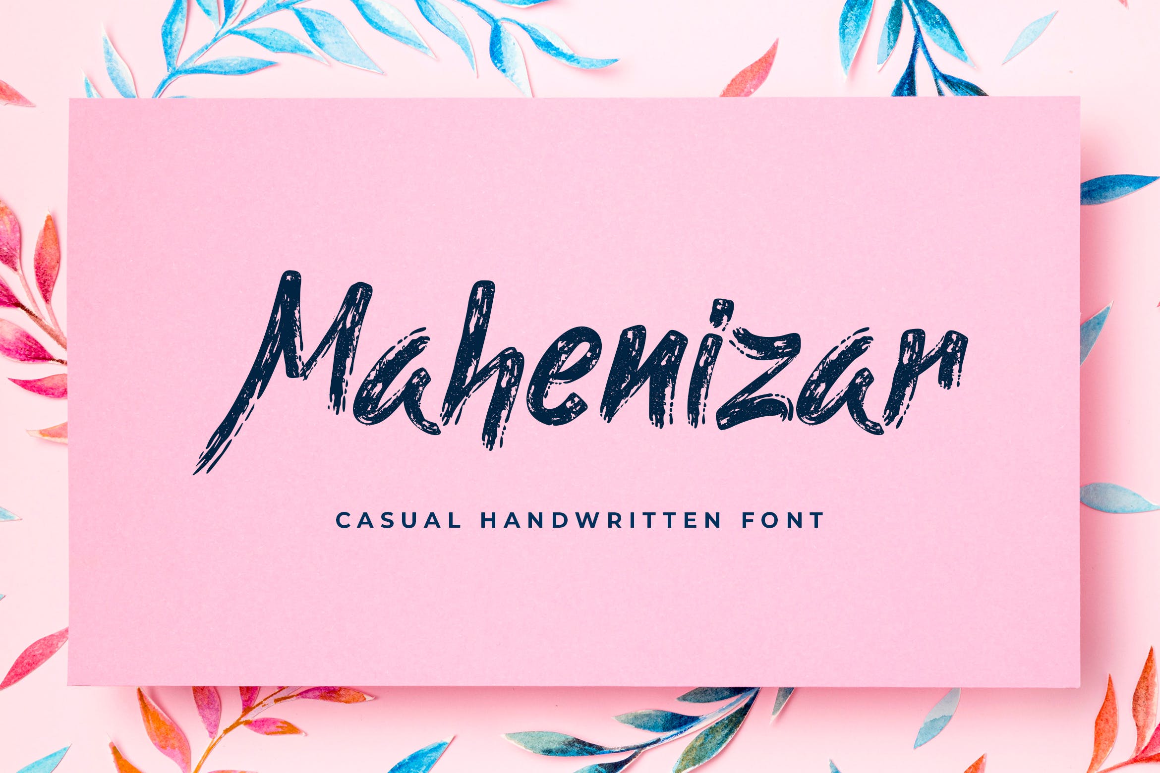 英文笔刷风格手写字体 Mahenizar Brush Handwritten Font 设计素材 sucaiwan.com
