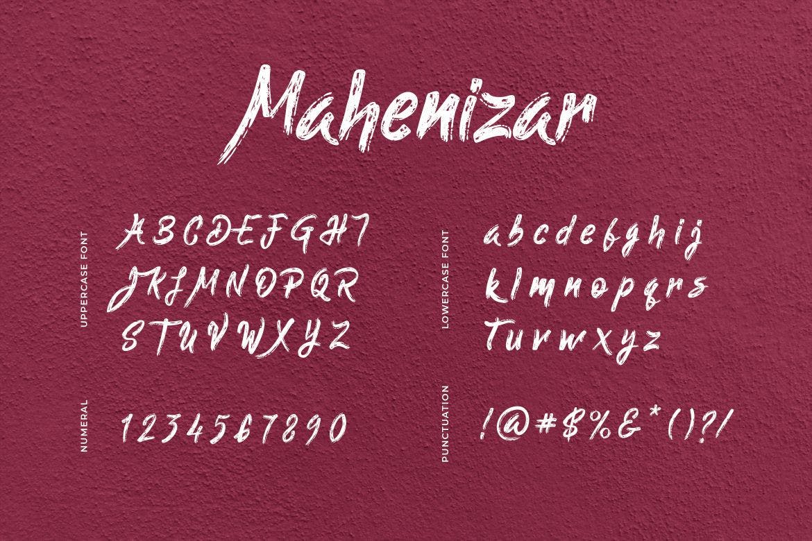 英文笔刷风格手写字体 Mahenizar Brush Handwritten Font 设计素材 sucaiwan.com