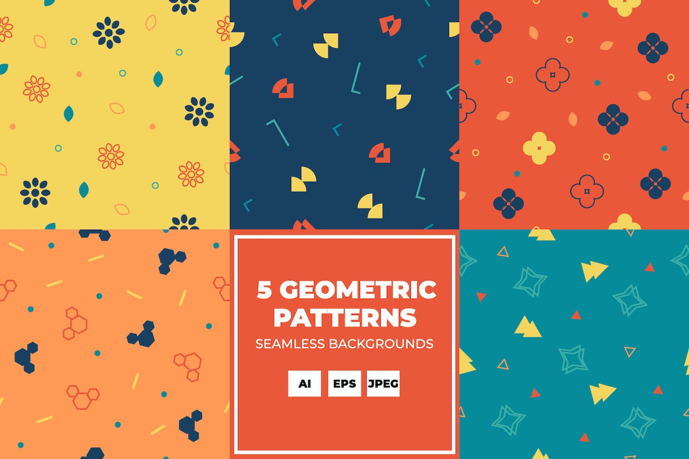 几何风格无缝背景图案 Seamless Background 图片素材 sucaiwan.com