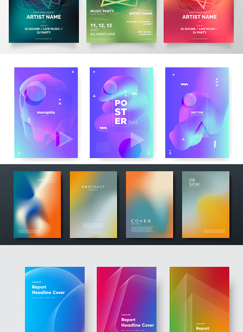 设计资源-100款创意渐变科技海报设计模板合集 设计素材 sucaiwan.com