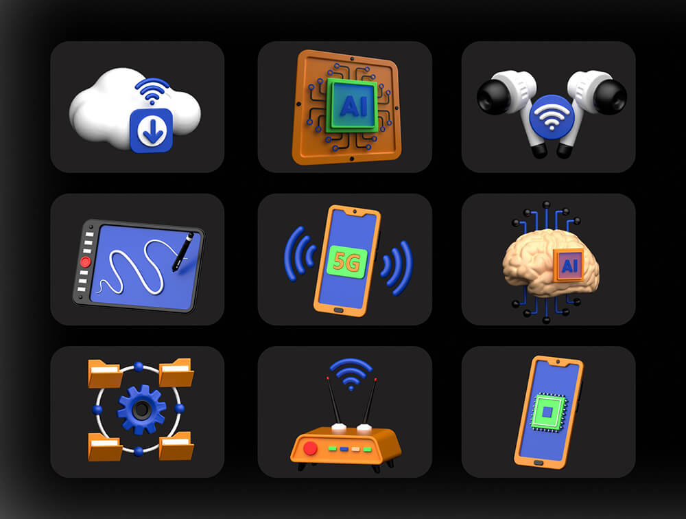 现代科技技术3D图标集 图标素材 sucaiwan.com