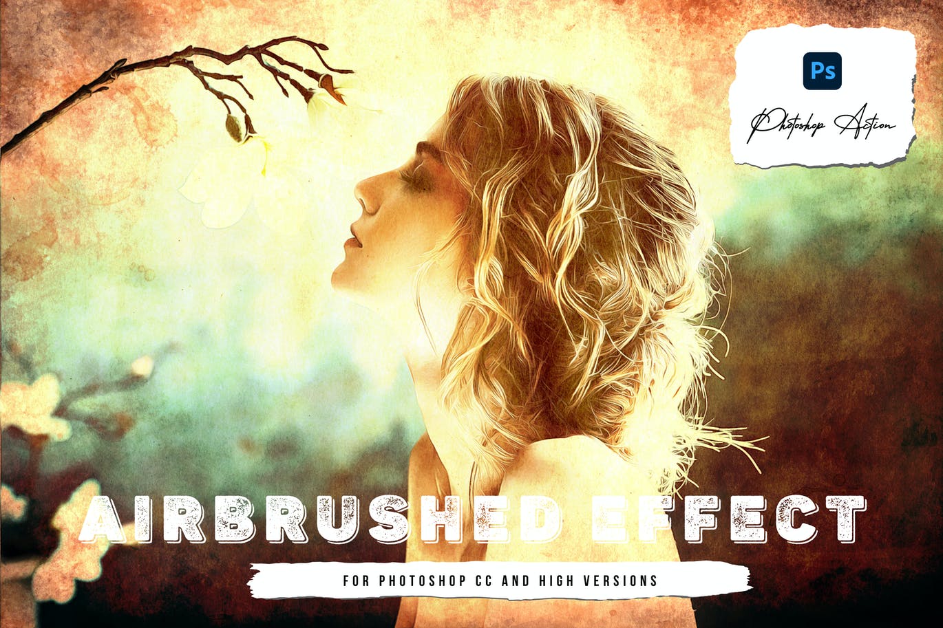 喷枪绘画照片效果PS动作 Airbrushed Photo Effect Action 插件预设 sucaiwan.com