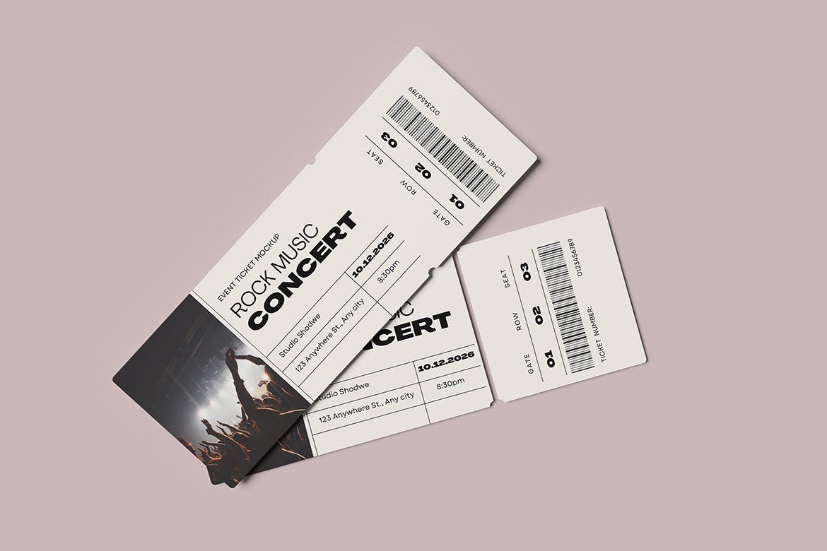 演唱会活动门票设计样机模板 Event Ticket Mockup 样机素材 sucaiwan.com