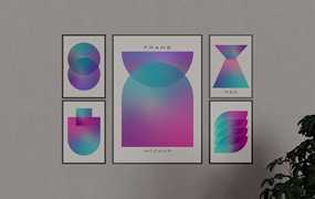 5个组合布局相框画框样机图psd模板 Frames Mockup