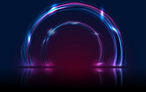 蓝色紫外线霓虹发光圆圈背景 Blue ultraviolet neon glowing circles