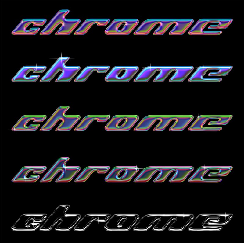 酸性Y2K半调镀铬金属3D立体文字标题logo特效PSD样机 CHROME PACK VOL.1 by Hvnter . sucaiwan.com