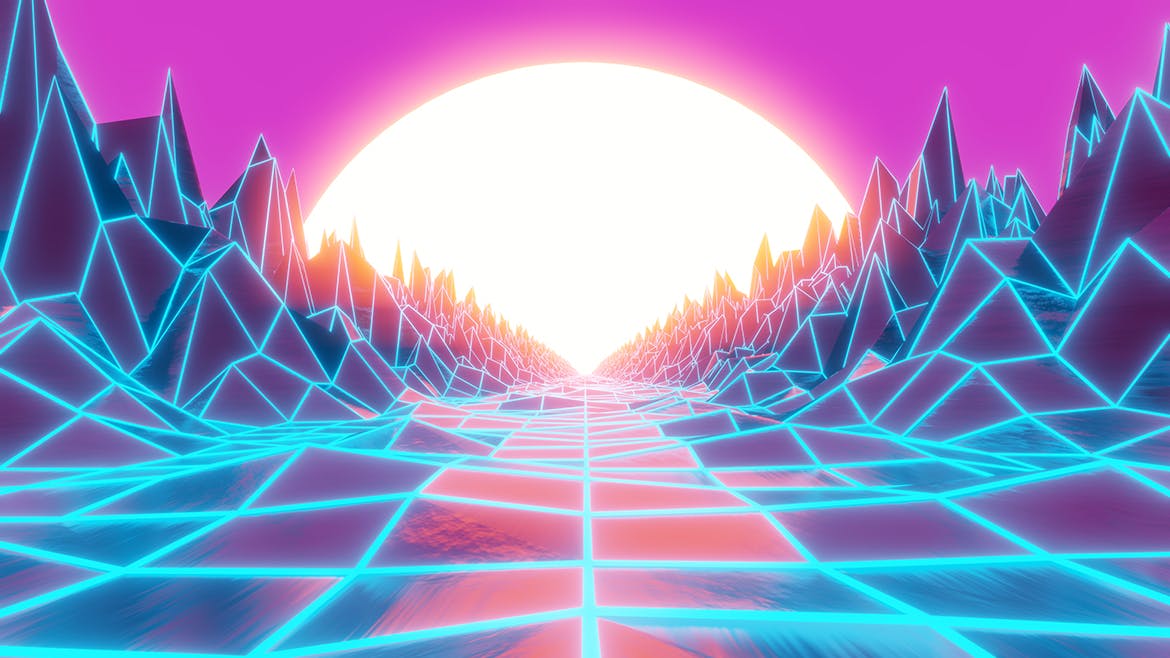 复古80年代合成波和逆波背景v2 Synthwave And Retrowave Background 002 图片素材 sucaiwan.com