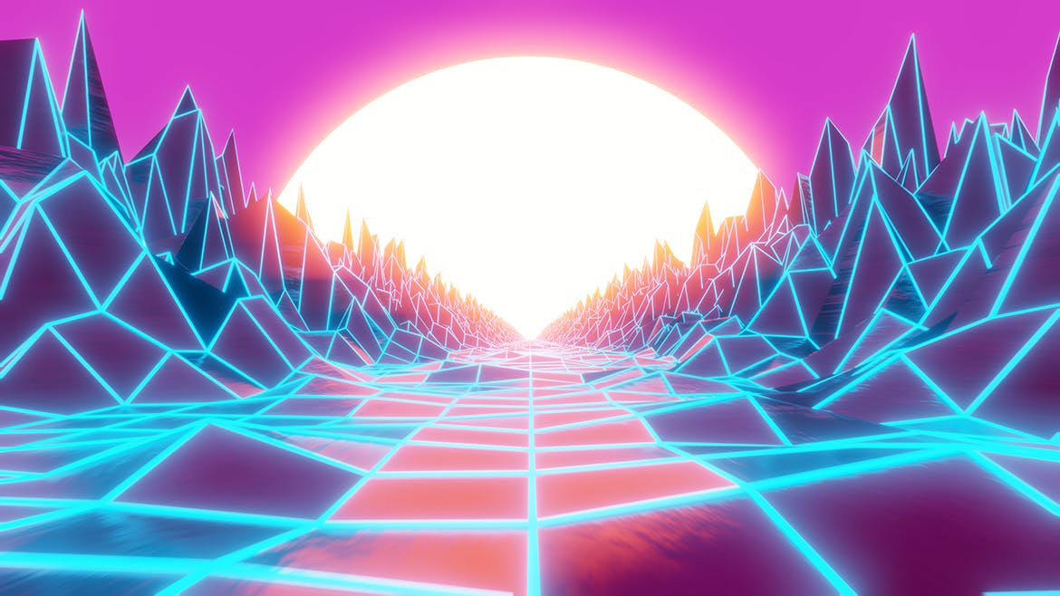 复古80年代合成波和逆波背景v2 Synthwave And Retrowave Background 002 图片素材 sucaiwan.com