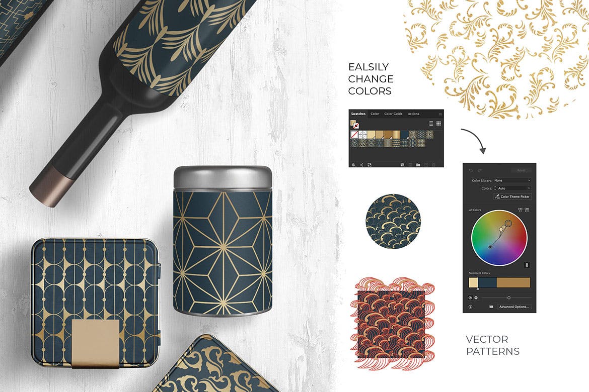 亚洲风格无缝装饰艺术图案v2 Asian Deco Vol.2 : Seamless Art Deco Pattern 图片素材 sucaiwan.com