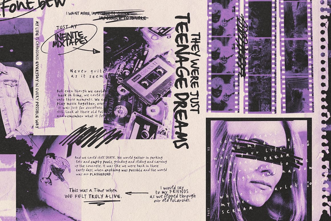 英文字体:4款复古涂鸦90年代街头手写海报标题logo排版字体 TEENAGE DREAMS FONT 设计素材 第6张-素材湾丨精选海外优质设计素材资源 英文字体:4款复古涂鸦90年代街头手写海报标题logo排版字体 TEENAGE DREAMS FONT 设计素材 sucaiwan.com