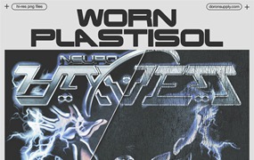 20款复古粗糙质感裂痕塑料溶胶墨水纸张PNG叠加肌理套装 Doron Studios - Worn Plastisol Texture Kit